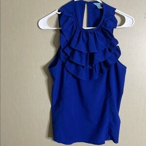 🟢 Hawks Royal Blue Ruffled tiered Sleeveless tank Top medium